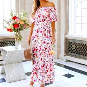Magnolia Floral Ruffle Maxi Dress